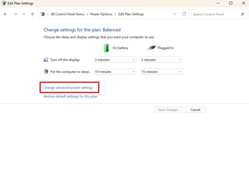 tap change advanced power settings